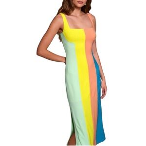 Hutch Hensley Colorblock Midi Dress Multicolor Size 0